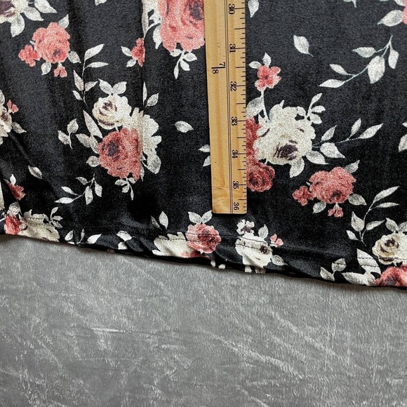 Dark Floral Maxi Skirt Whimsigoth Boho Black Elastic Waist Fairy Grunge Small - Picture 4 of 7